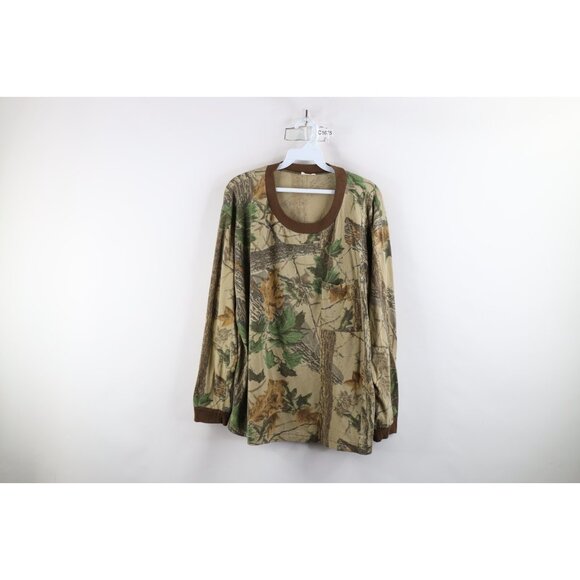 Vtg 90s Streetwear Mens XL Faded Thin Realtree Camouflage Long Sleeve T-Shirt US